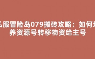 私服冒险岛079搬砖攻略：如何培养资源号转移物资给主号